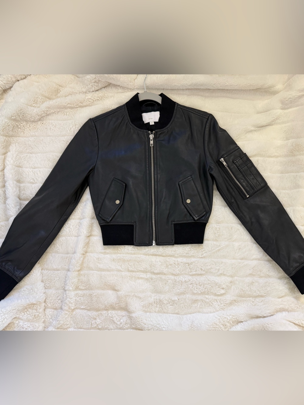 Walter Baker Black Leather Bomber Jacket